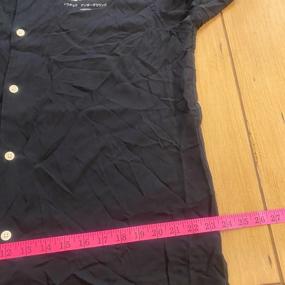 Allsaints Mens Black Underground London Button Down Short Sleeve Shirt NEW XL - Picture 4 of 16